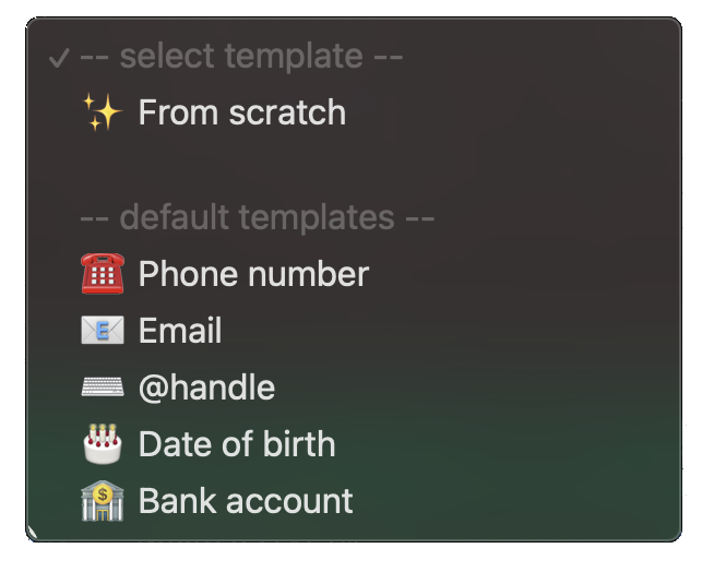 Mutual authentication templates